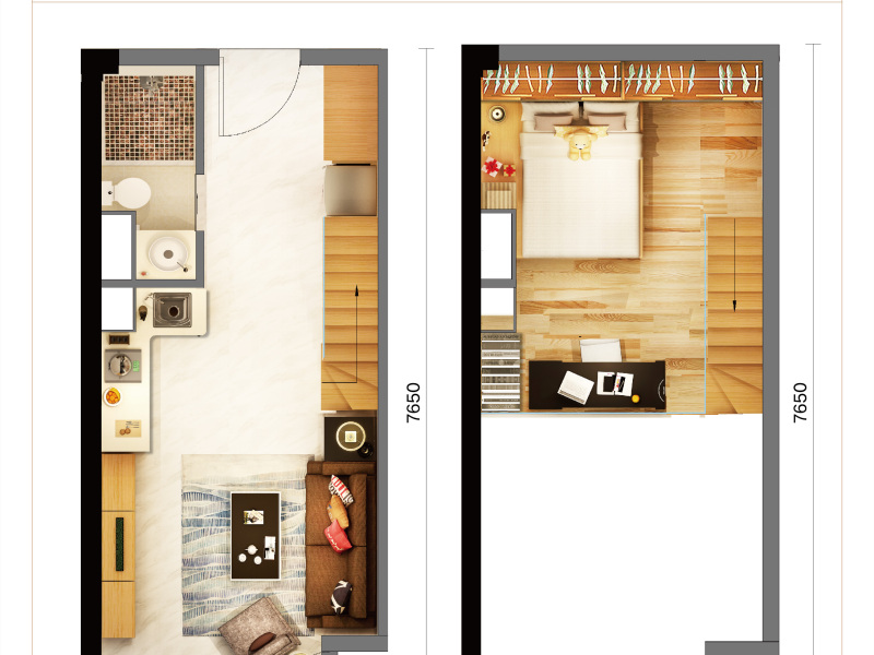 2室1厅1阳台 新城吾悦广场1号地块公寓户型图