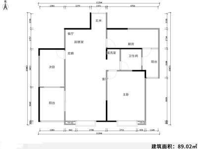 3室2廳1陽(yáng)臺(tái) 銀海領(lǐng)域戶(hù)型圖