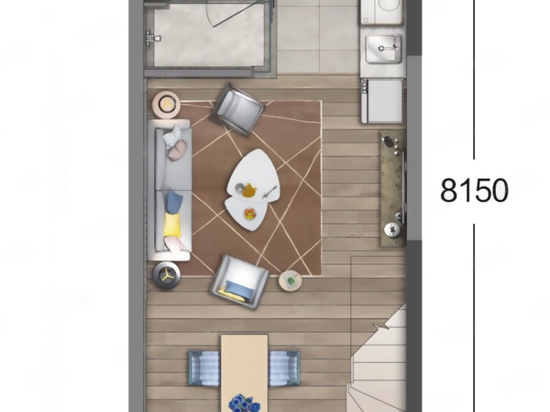 2室2厅1阳台 中海云著公寓户型图