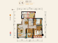 3室2廳1陽臺 華潤中央公園戶型圖