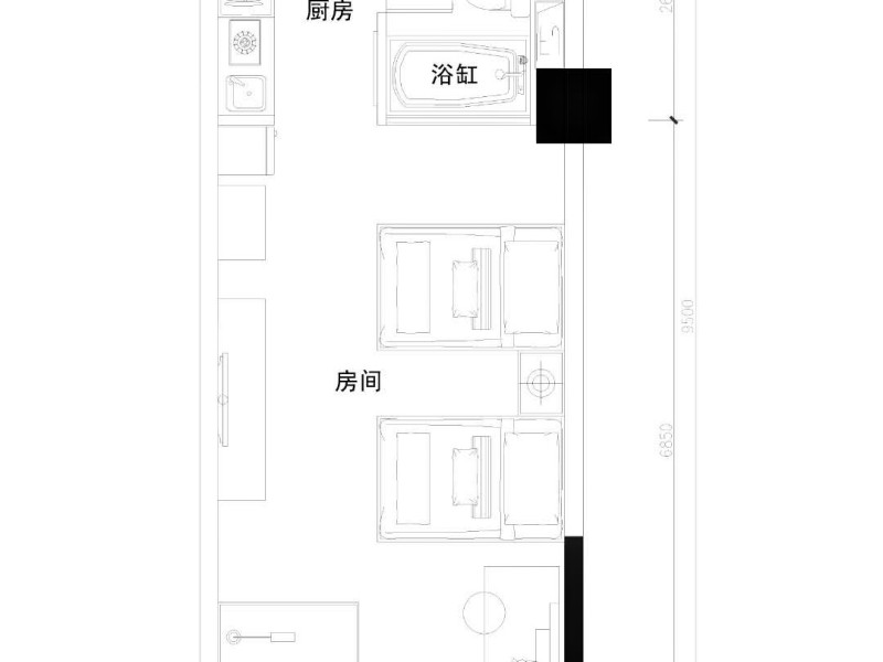 2室1厅2阳台 保利中心公寓户型图