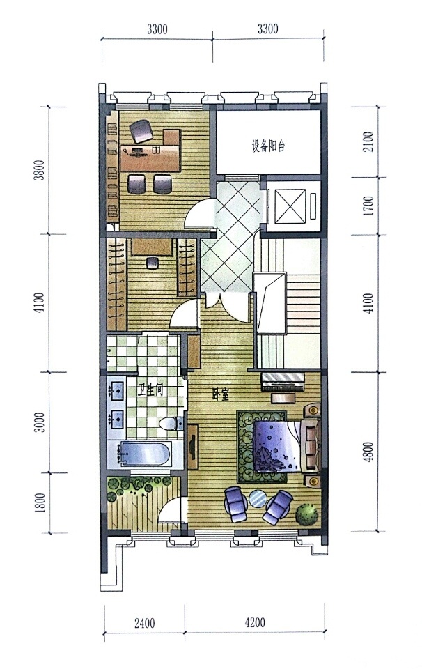 5室2廳3陽(yáng)臺(tái) 海東俊園一期別墅戶型圖