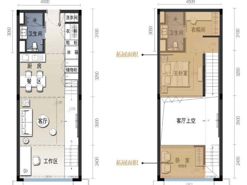 2室1厅 同德悦中心公寓户型图