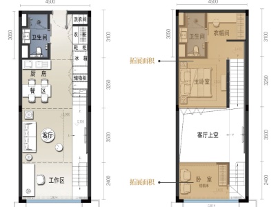2室1厅1阳台 同德悦中心公寓户型图