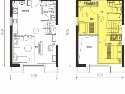2室2厅1阳台 俊发城逸璟峰一期公寓户型图