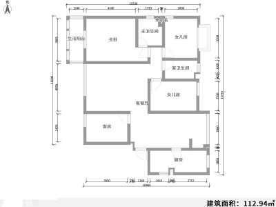 4室2厅2阳台 东泰花园一区户型图