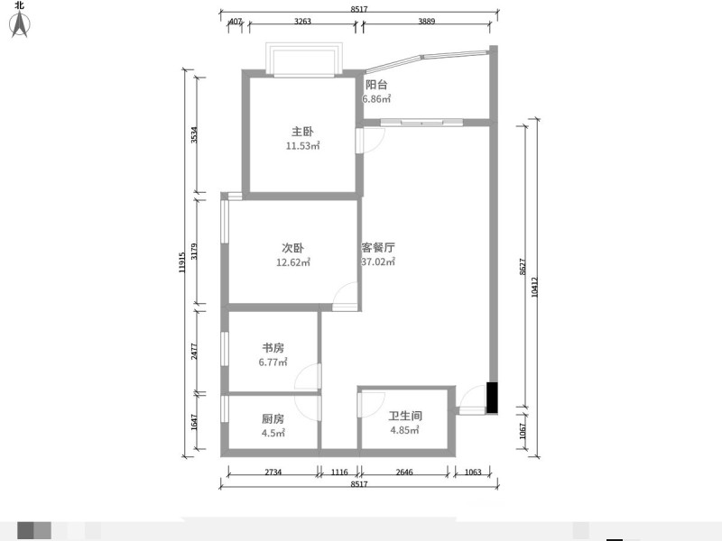 3室2厅1阳台 和谐世纪（和谐家园）户型图