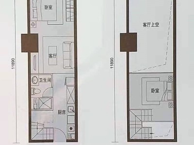 1室1廳1陽(yáng)臺(tái) 北大資源博泰城公寓戶型圖