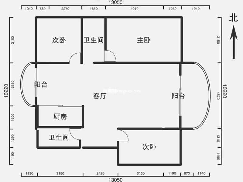 3室2厅2阳台 广源小区二组团户型图