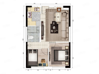 2室2厅1阳台 新希望白麓城四期公寓户型图