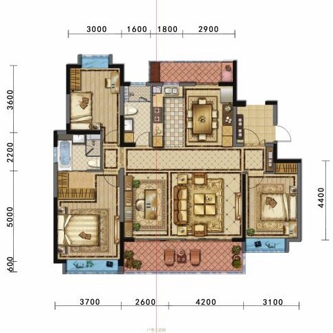 4室2厅3阳台 中铁诺德山海春风A14地块户型图