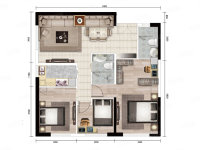 3室2廳 新希望白麓城四期公寓戶型圖