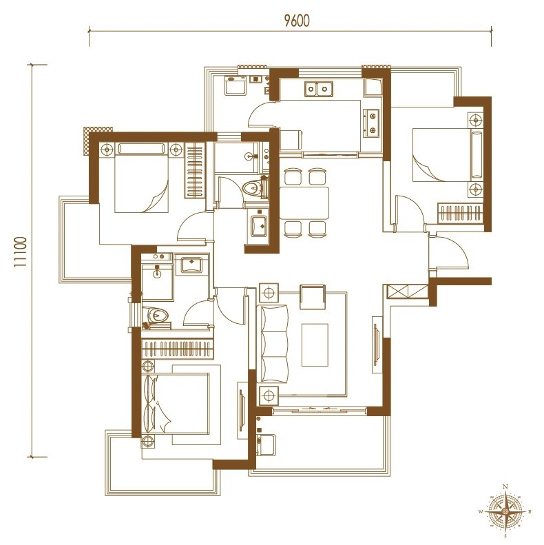 3室2廳 金地星月戶型圖