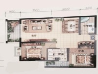 2室2廳1陽臺(tái) 金馬悅城戶型圖