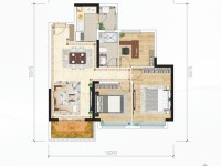 3室2廳2陽臺 綠地滇池國際健康城戶型圖