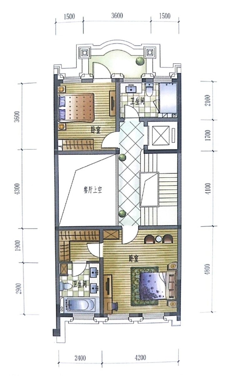 5室2廳3陽(yáng)臺(tái) 海東俊園一期別墅戶型圖