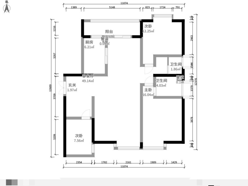 3室2厅2阳台 和谐世纪（和谐家园）户型图