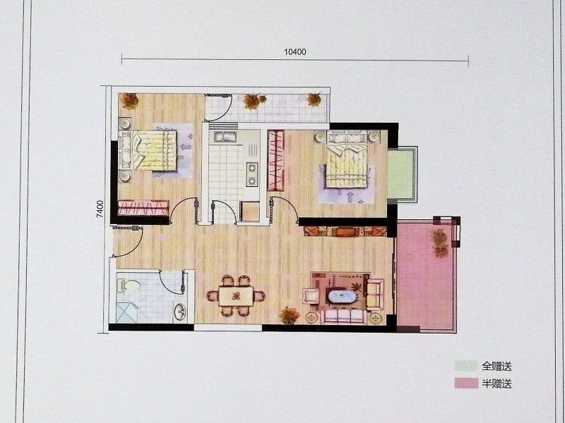 2室2厅1阳台 金泰国际二期凯佩户型图