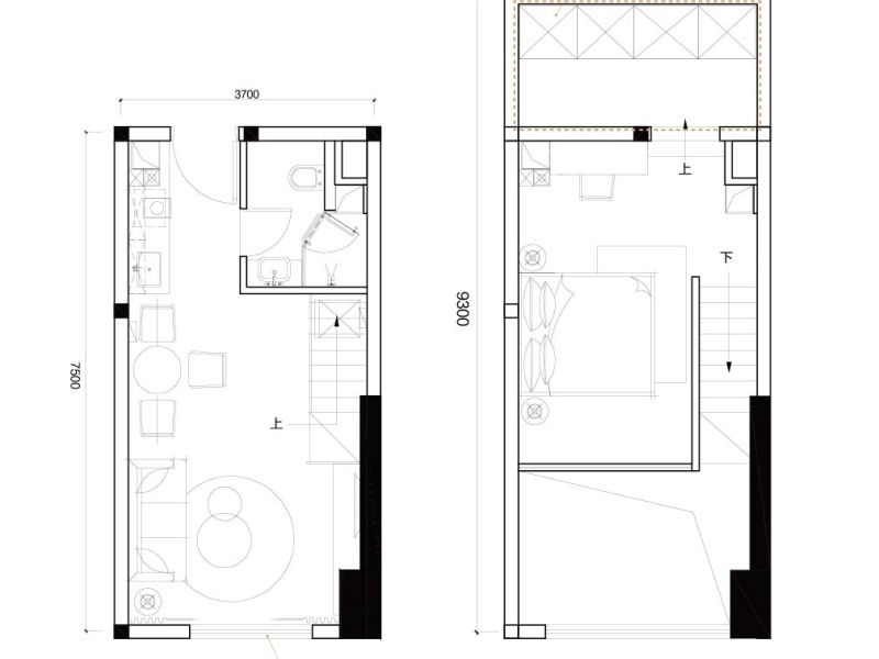 2室2廳1陽臺(tái) 藝城PGC紫金中心公寓戶型圖