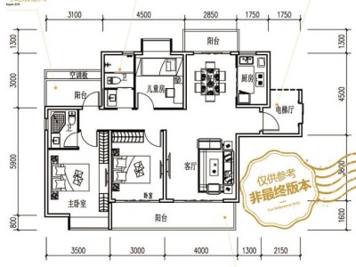 4室2廳2陽(yáng)臺(tái) 富康城紫悅臺(tái)戶型圖