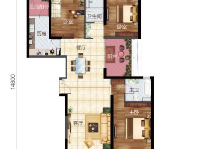 4室2廳1陽臺(tái) 華信悅峰