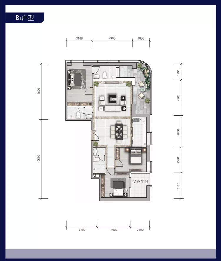 5室2厅2阳台 山海湾（滇池国际会展中心山海湾）户型图