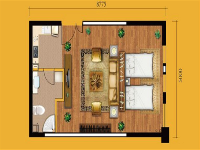 2室1厅 实力心城公寓户型图
