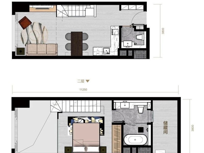 1室1厅 滇池时代公寓户型图