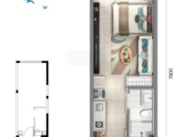 1室1廳 龍湖聽藍(lán)半島公寓戶型圖