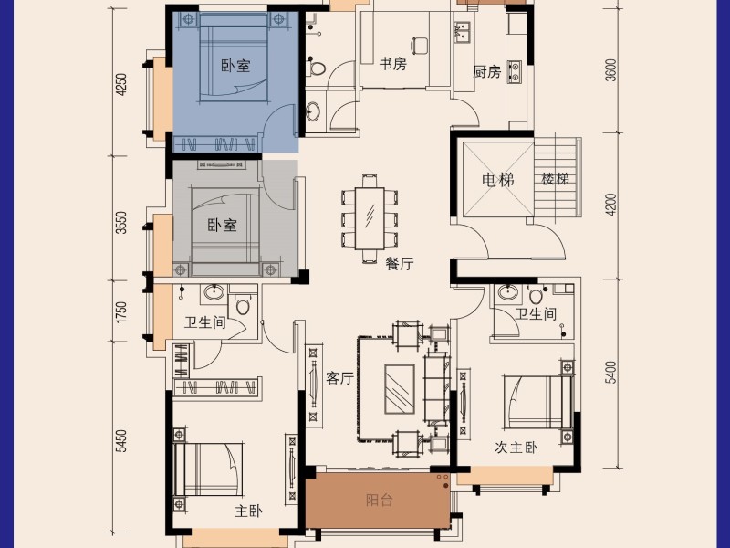 5室2廳2陽臺 筑友雙河灣博雅苑戶型圖