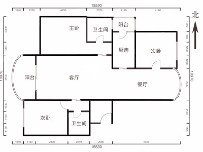 3室2厅1阳台 世纪城元春苑户型图