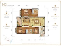 3室2廳2陽臺 萬科銀海泊岸汐望戶型圖