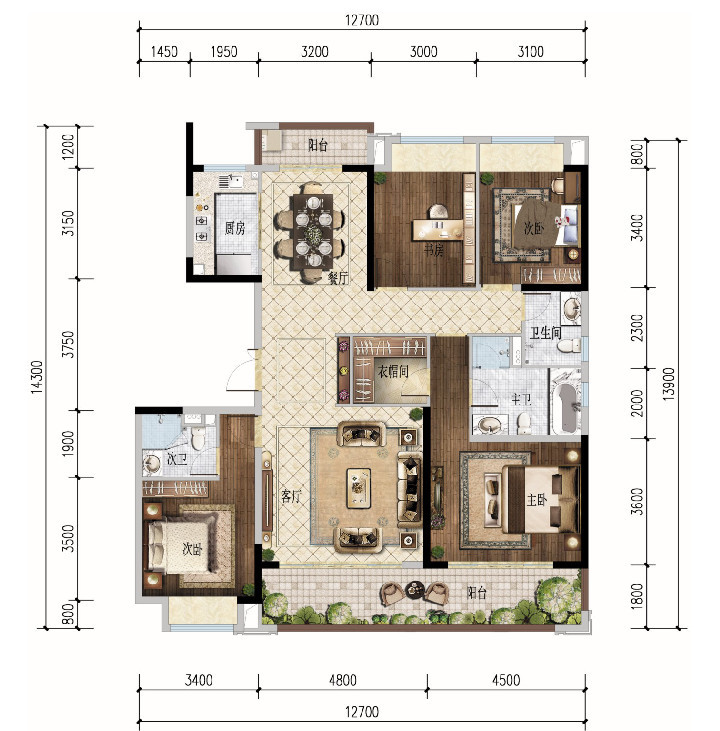 5室2廳 昆明融創(chuàng)文旅城九云府北區(qū)戶型圖