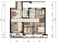 3室2廳1陽臺(tái) 昆明融創(chuàng)文旅城歸?；▓@北區(qū)戶型圖