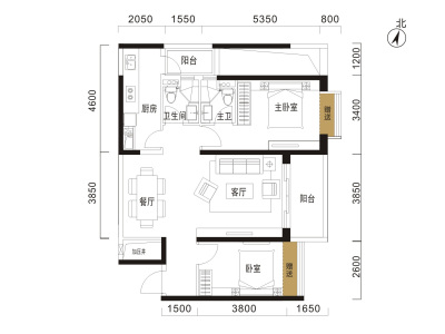 3室2厅1阳台 海伦国际米兰区户型图