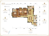 4室2廳2陽(yáng)臺(tái) 萬(wàn)科銀海泊岸汐望戶型圖