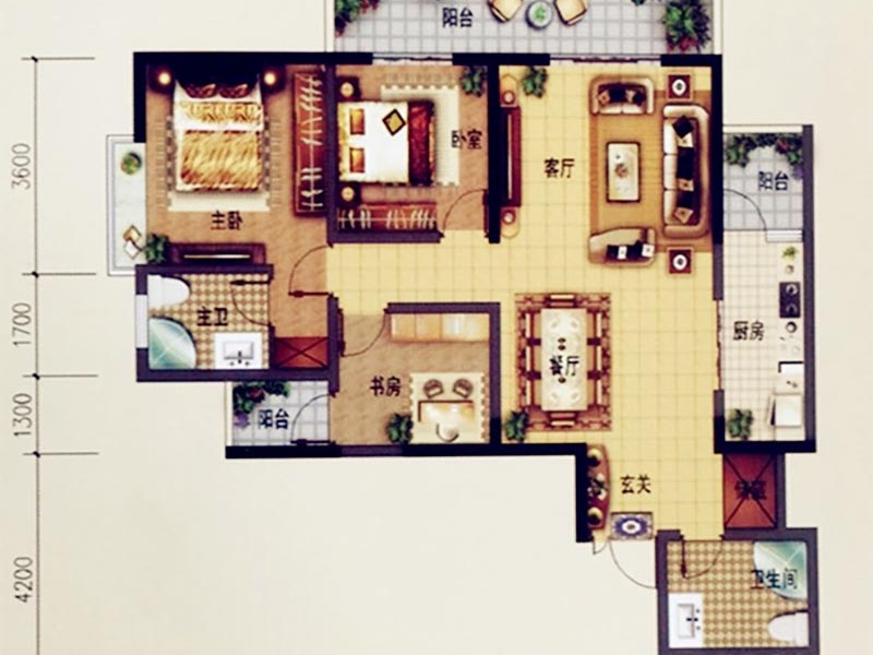 3室2廳1陽(yáng)臺(tái) 金馬悅城戶型圖