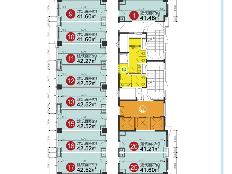 1室1廳 昆明融創(chuàng)文旅城歸?；▓@北區(qū)公寓戶型圖