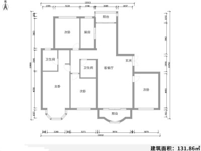 4室2厅1阳台 世纪城元春苑户型图