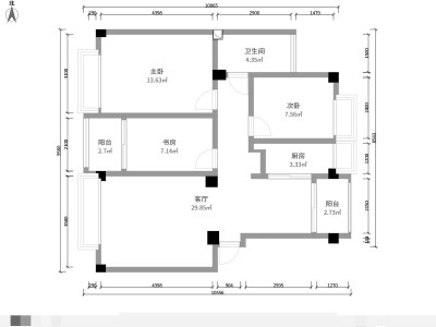 4室2廳2陽臺 時代風(fēng)華一期戶型圖
