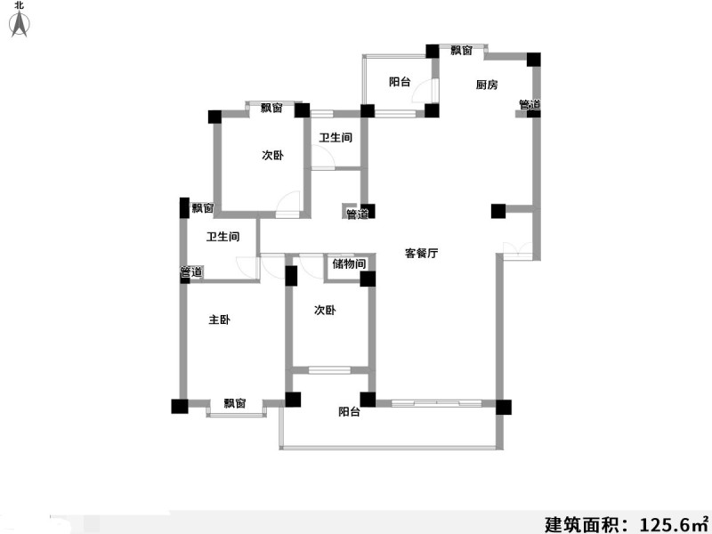 3室2廳2陽(yáng)臺(tái) 白龍?zhí)犊@淏園戶型圖