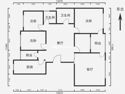 3室2厅1阳台 新亚洲星宇园户型图
