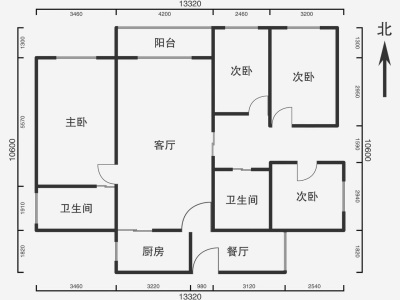 4室2厅3阳台 新亚洲星宇园户型图