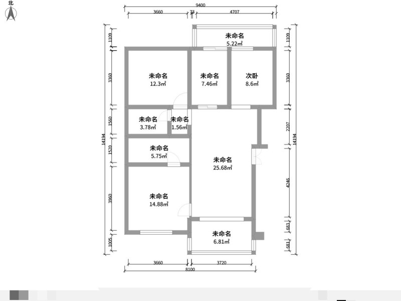 3室2厅2阳台 景星花园户型图