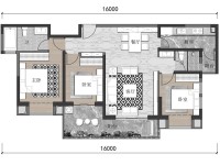 3室2廳2陽臺 融城昆明湖湖珀戶型圖