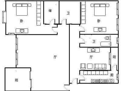3室2廳2陽臺(tái) 新亞洲五環(huán)鋒尚戶型圖