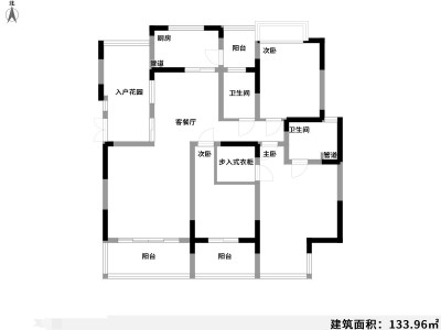 3室2厅1阳台 贵研自然界户型图