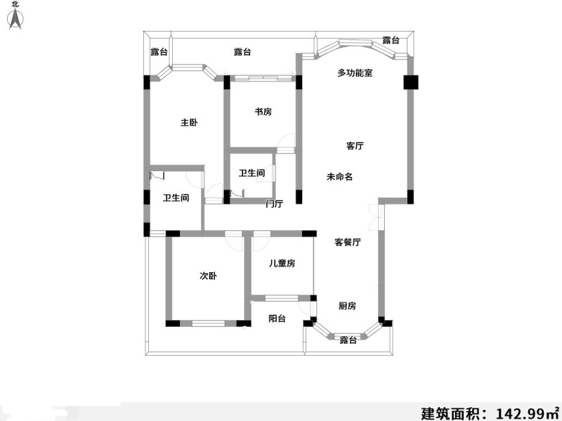 3室2廳1陽(yáng)臺(tái) 南詔苑戶型圖