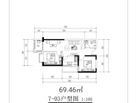 2室1廳 瑞鼎城二期戶型圖