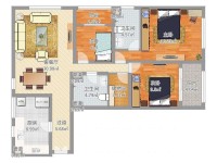 3室2廳1陽臺 昆明湖中壩14號地塊臻園B區(qū)戶型圖